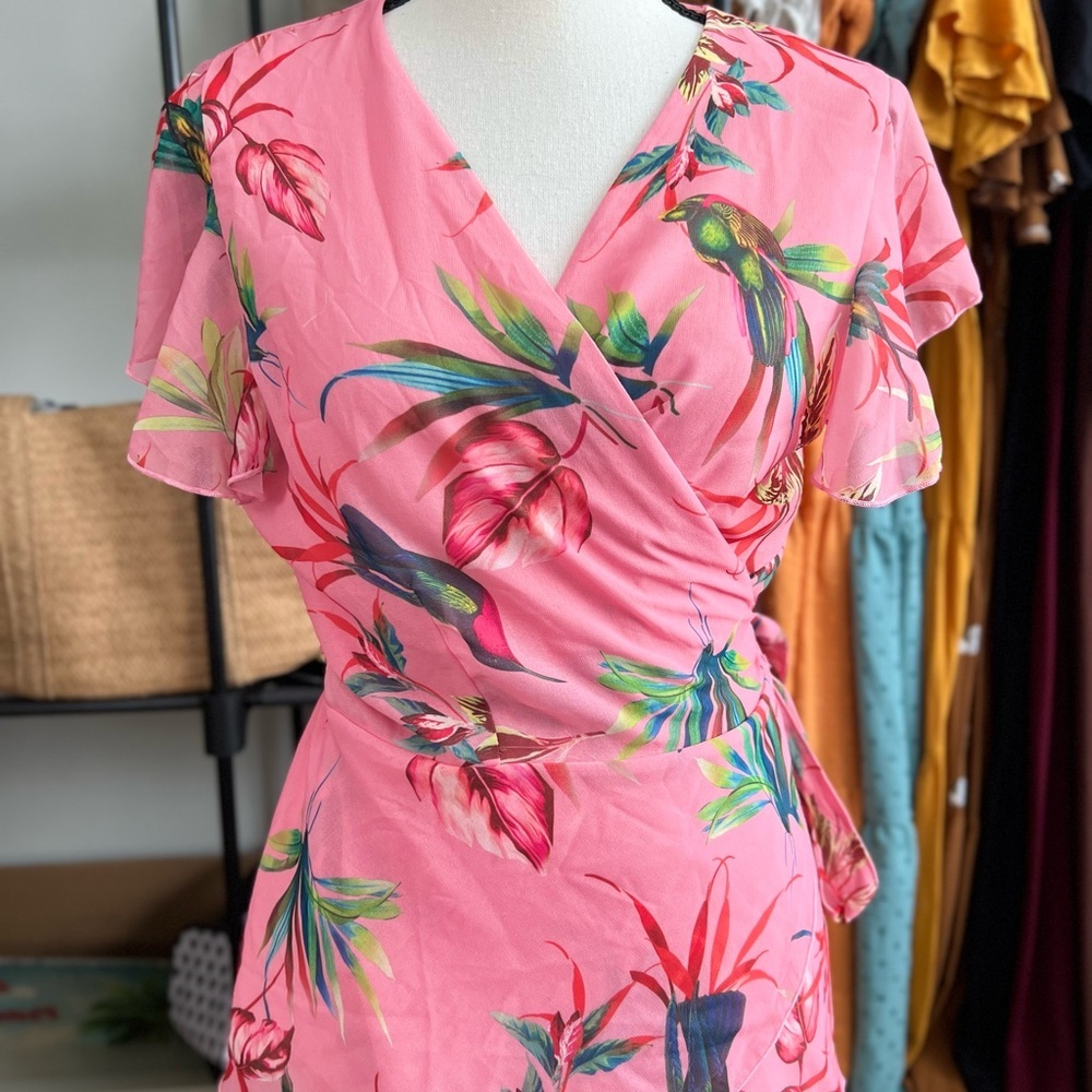 Pink Flutter-Sleeve Wrap Top - Sweet Pea size M - Picture 2 of 9